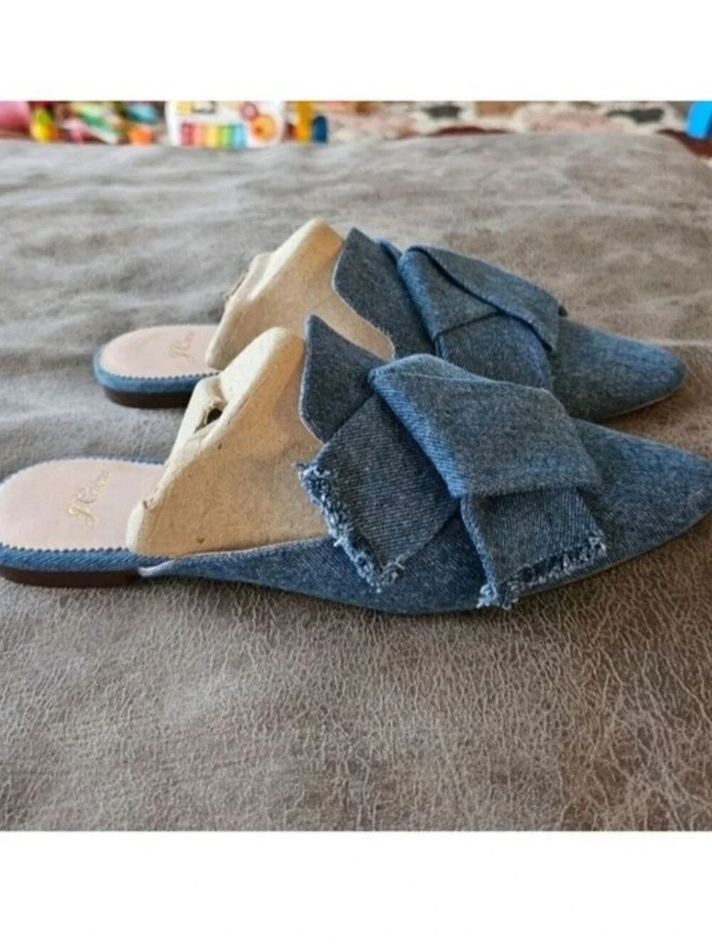 J. Crew Pointed-Toe Slides In Denim Size 8